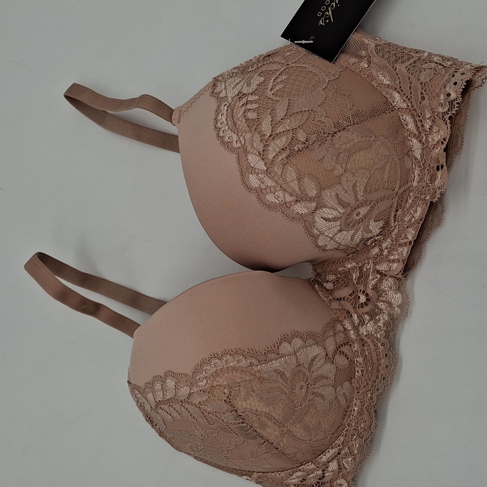 Frederick's of Hollywood Beatrix Scallop Lace Contour Bra Rose Dust 34C - Picture 2 of 9